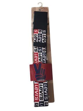 LEVI'S Cut-To Fit Reversible Fabric Belt Fits Up to Waist Size 42 Black Navy Red